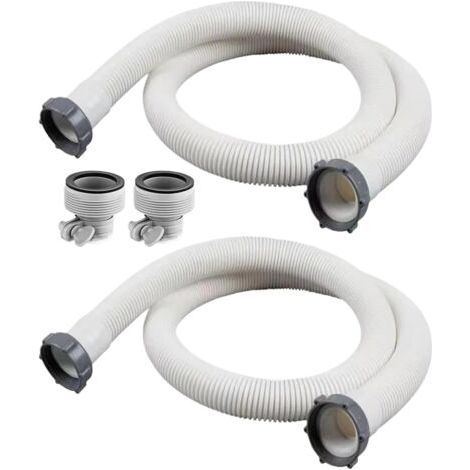 RHG Lot de 2 Tuyaux + 2 Adaptateurs pour Filtre Piscine Intex 29060E, Longueur 150 cm, Diamètre 38 mm (1/5)