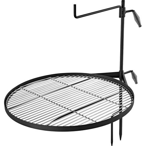 Mophorn Parrilla redonda giratoria de acero al carbono para fogatas, diámetro de 620 mm, soporte en forma de Z, portátil, resistente a temperaturas de hasta 600°C,fuego abierto,camping y jardín,negro (1/5)