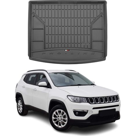 Tapis de Coffre 3D TPE Premium Compatible avec Jeep Compass II 2016-2020 - Bac de Protection de Coffre Intérieur antidérapant Revêtement de Coffre Bords Hauts pour Voiture Noir