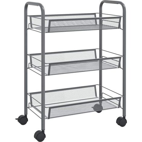 Maison Exclusive - Carrello da Cucina con 3 Ripiani Grigio 46x26x64 cm in Ferro (1/5)