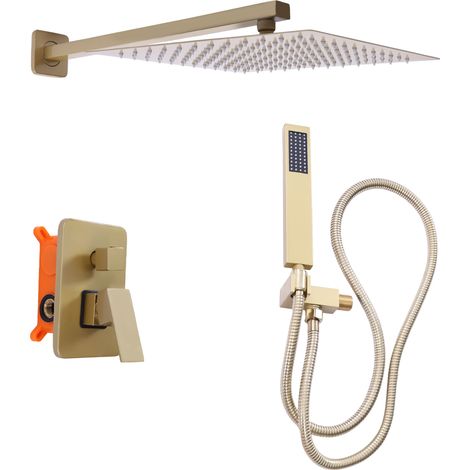 Douche Encastrable Pulvérisateur Effet Pluie Inoxydable, Ensemble de Douche Encastré avec Tête de Douche Carrée 30 35.7cm (1/5)