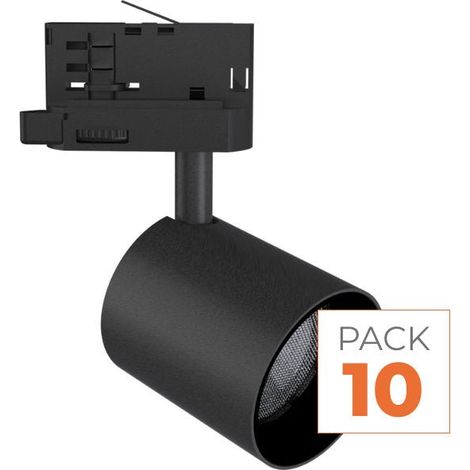 Pack de 10 - Spot LED sur Rail Noir Triphasé 24W 36° TRIAC Dimmable - Blanc Neutre 4000K - 5500K - SILAMP (1/2)