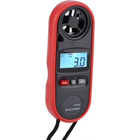 GT8163 Tragbares digitales Handanemometer mit LCD-Display und Windgeschwindigkeitsmesser sowie Thermometer (1/5)
