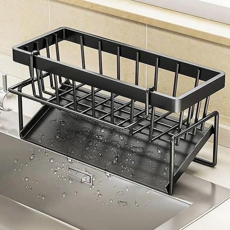 Almacenamiento y organización de la cocina: Escurridor de fregadero de acero inoxidable, apto para guardar esponjas y paños de cocina (1 unidad). (1/5)