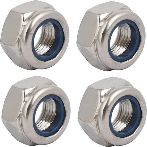 Lot de 4 écrous de blocage filetés à gauche M12 x 1,25 mm en acier inoxydable 304
