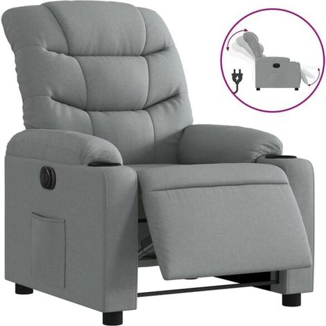 Fauteuil inclinable électrique en tissu gris clair (1/5)