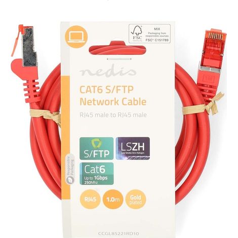 Nedis CAT6-Netzwerkkabel / RJ45 Stecker / RJ45 Stecker / S/FTP / 1.00 m / Rund / LSZH / Red / Label