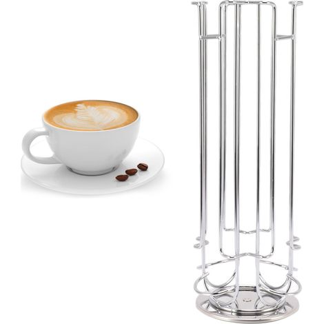 Porte-capsules de café Dolce Gusto 24, présentoir rotatif et support de rangement, argenté. (1/5)