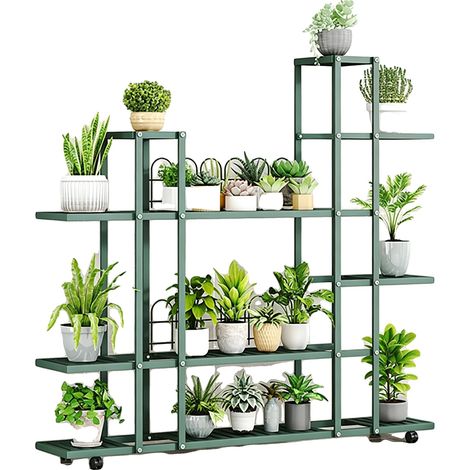 Supporto per piante, design a più livelli, rivestimento antiruggine, stile C verde (1/2)