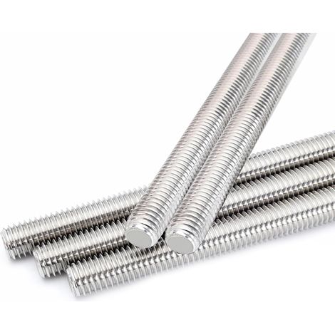 Paquet de 5 Tige Filetée Entièrement, Entièrement Fileté Goujons M10 x 300 mm, Tiges Entièrement Filetées, Tiges Rondes Solides en Acier Inoxydable 304 pour Bricoleurs (1/5)