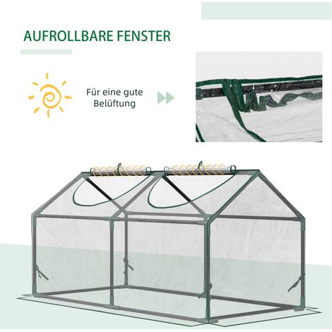 Serre avec fenêtre, film grillagé en PE, serre en acier, tunnel de jardin pour balcon, potager, serre à tomates 120x60x60cm, abri transparent pour légumes, fleurs, plantes (1/4)