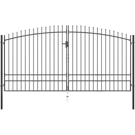 Double portail avec haut sous forme de lance Portail Portillon de Clôture 400 x 248 cm 93964 (1/5)