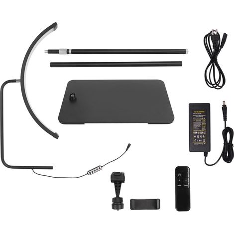 Lampadaire LED 36W demi-lune 7 couleurs noir 55cm télécommande et contrôle filaire 3200K-5600K 100-240V (1/5)