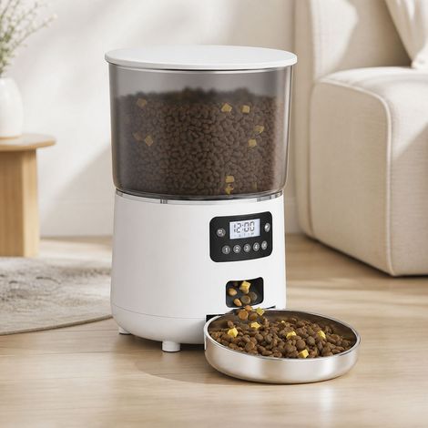 Distributeur automatique de nourriture pour animaux, 4.5L, double bol en acier inoxydable 304, contrôle par application, alimentation double, Maison (1/5)