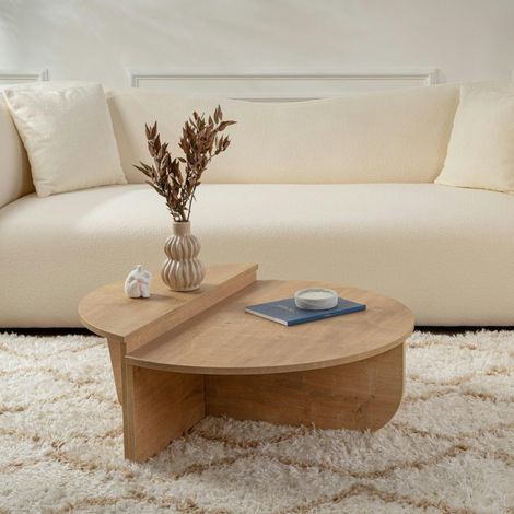 Table basse moderne effet chêne huilé - 2 hauteurs MARFA (1/5)