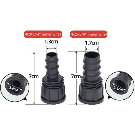 Raccord fileté mâle/femelle 1/2" vers embout cannelé pour tuyau d'arrosage 20 mm (1/5)