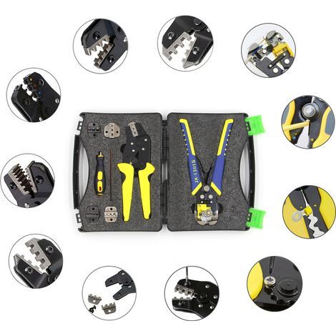Professional crimping tool, multifunctional ratchet crimping tool for terminals, wire stripper, sleeve crimping tool, crimping terminal kit (1/5)