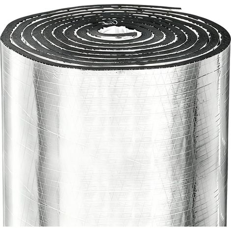 Rouleau d'isolant 5mm, Isolation en aluminium autocollante avec revêtement en caoutchouc, isolation thermique et acoustique, barrière de vapeur pour chauffage, caravane, fenêtres, toit, sol (40cm x (1/5)