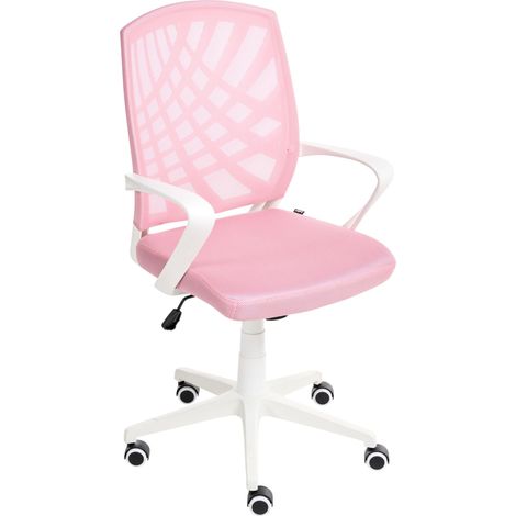 Chaise de Bureau Réglable et Pivotant Moderne en Maille Tissu Rose Bonny (1/5)