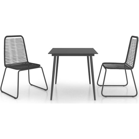Mobili da giardino mobili da esterno set di mobili 3 pezzi in PVC rattan nero 020016063