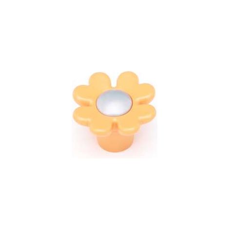 Pomolo in plastica forma di margherita arancione