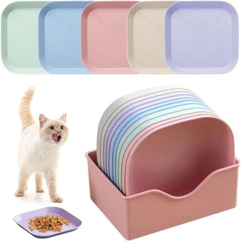 10 flache, breite Katzennäpfe aus Kunststoff – mit einem Boden – geeignet für Kätzchen und Kleintiere – 10er-Set (1/5)