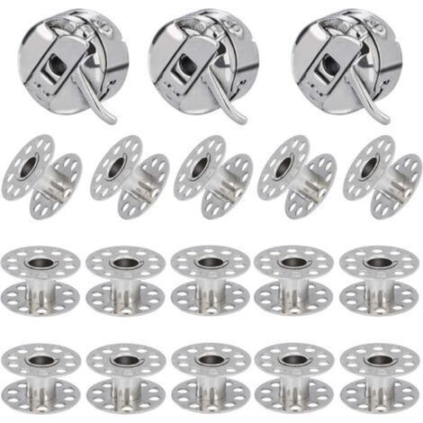 Set di 3 porta-spoline per macchina da cucire, con 15 spoline in metallo, compatibile con macchine da cucire Singer, Janome, Brother e macchine da cucire domestiche standard. (1/5)
