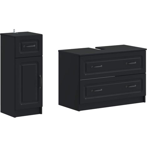 2-teiliges Badezimmer Schrank Set UTRECHT Schwarz Holzwerkstoff vidaXL (1/5)