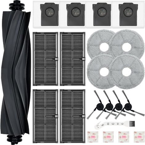 22-Stück Zubehör für Mova E40 Ultra Saugroboter,1 Hauptbürste, 4 Filterelemente, 4 Staubbeutel, 4 Wischmopps, 4 Seitenbürsten, 4 Dufttabletten,1 Reinigungsbürste