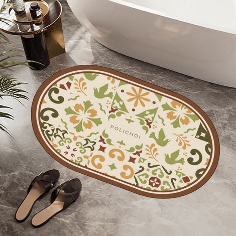 Instantané - Ovale 4060cm Boue de diatomées Tapis de sol en terre de diatomées, paillasson de salle de bain, tapis absorbant et antidérapant, tapis d'entrée, lavable. (1/4)