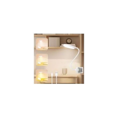 Lampe Pince 20 LED Lampe,Rechargeable Lampe de Bureau,Lampe Flexible Chevet Pince,Lampe de Lecture 3 Modes d’Éclairage et Dimmable Luminosité,pour Bureau, Petite Lampe Pince pour Lire au Lit (1/4)
