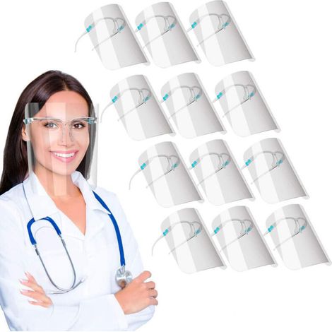 Masque de protection avec 12 masques antibuée remplaçables et 12 lunettes réutilisables pour protéger les yeux et le visage des hommes et des femmes