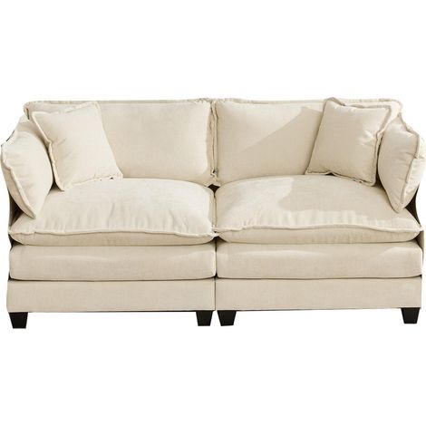 Canapé d'angle Cloud 2 places (accoudoirs non inclus), canapé moderne, idéal pour le salon, la chambre et l'appartement, coussin d'assise double couche confortable, tissu chenille respirant, beige (1/5)