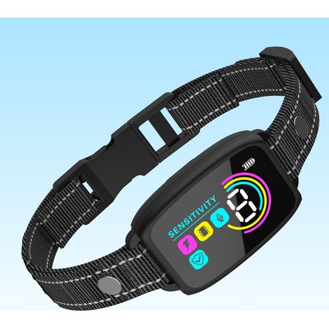 Collier Anti Aboiement Chien, Détection Intelligente des Aboiements, 4 Modes Vibration/Choc Statique/Son, 8 Niveau d'intensité, Rechargeable pour Gros Petit Chiens (1/5)