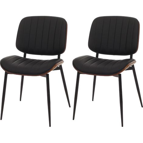Lot de 2 chaises de salle à manger HWC-O44 chaise de cuisine bois courbé simili-cuir Oeko-Tex MVG - aspect noyer noir (1/2)