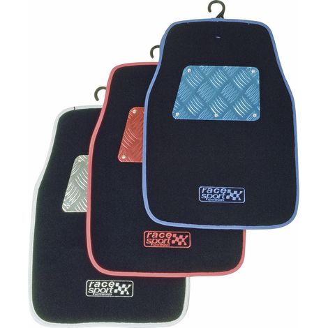 Jeu de 4 Tapis de sol - moquette Alu - Bleu Noir (1/4)