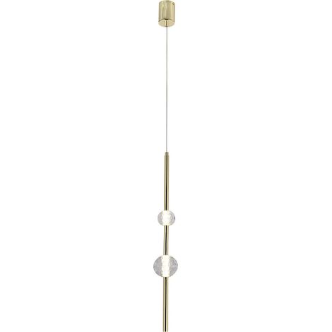 Moderne Hängeleuchte, gold, vertikales Rohr, Kristallkugeln, neutrale Farbe, LED, 8W, VAKU Light Prestige