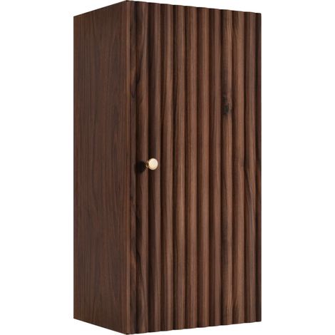 Semicolonna da bagno Bello 35 cm, rovere noce, maniglie dorate