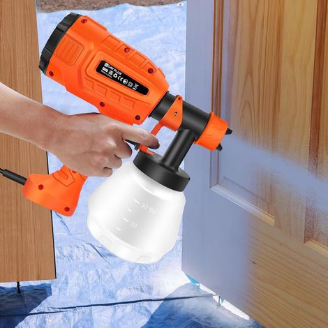 Pistolet électrique portatif–godet à peinture de 1000 ml, débit réglable, pulvérisation uniforme-convient aux murs, plafonds, sols, bois et métal-BRICOLAGE et usage professionnel