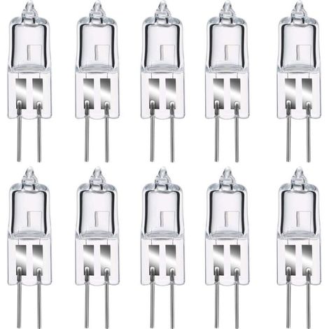 Ampoule halogène G4 20W 12V dimmable – Lumière blanche chaude 2800K – Lot de 10 ampoules capsules – Efficacité énergétique classe C