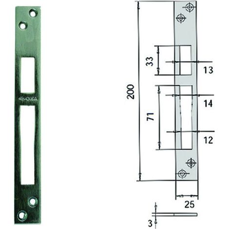 Contropiastra per serrature infilare profilati in ferro 06232 20 - mm.25x200, spessore mm.3 (06232 20) - 5 pz
