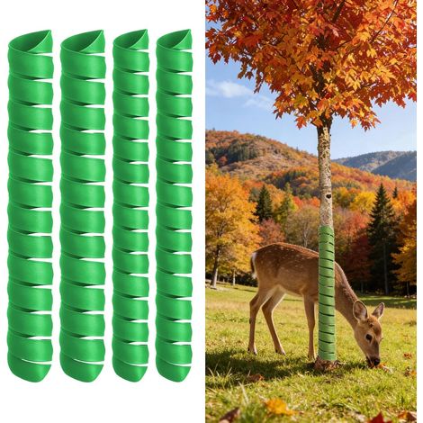 Lot de 4 protège arbres en spirale 2 tailles 4 x 40 cm et 5 x 40 cm flexible jeunes tronc animaux intempéries dommages causés par (1/5)