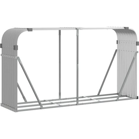 Maison Exclusive - Leñero de acero galvanizado gris claro 180x45x