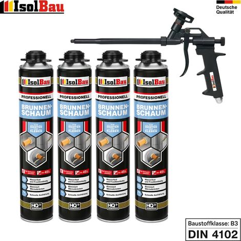 Brunnenschaum 4 x 750ml Bauschaum 1x Teflon Pistole Pistolenschaum Montageschaum (1/5)