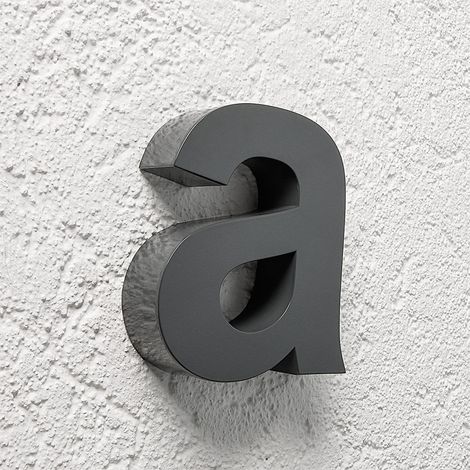 3D Hausnummer a Edelstahl anthrazit RAL7016 Schriftart Arial (1/5)