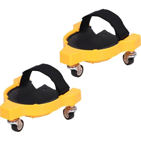 1 paire de genouillères enroulables, multifonctionnelles, doublées de tissu doux, jaunes, coussin de genou coulissant avec roulettes universelles (1/5)