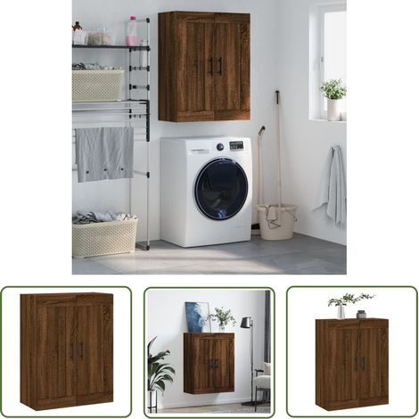 The Living Store Wandschrank Braun Eichen-Optik 69,5x34x90 cm Holzwerkstoff - Hängeschrank - Wandschrank - Sideboard - Holzmöbel - Eiche Dekor (1/5)