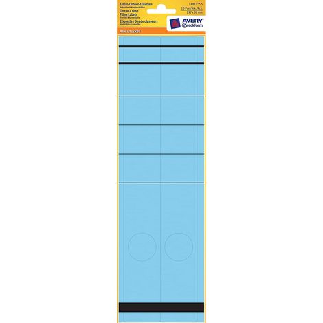 10x Einzel Ordner-Etiketten Schmal Lang 297x38mm Blau