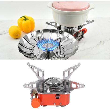 Réchaud à gaz carré miniature d'extérieur, portable et pliable, pour le camping et la cuisine en plein air. Réchaud à gaz carré extensible. (1/5)