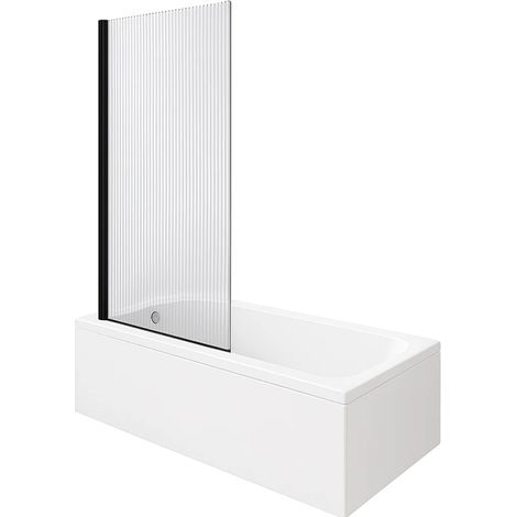 Bañera DURAVIT D-Code derecha con desagüe central, 170 x 75 cm + mampara de baño gris mate AURYS Raywall. Versión original